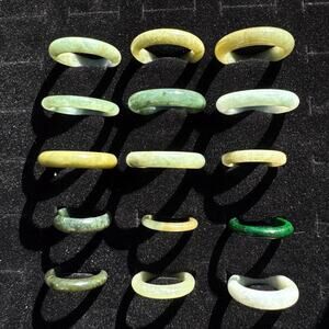 Lot of 15 Jade Rings - Jewelry Store Closeout Lot #9